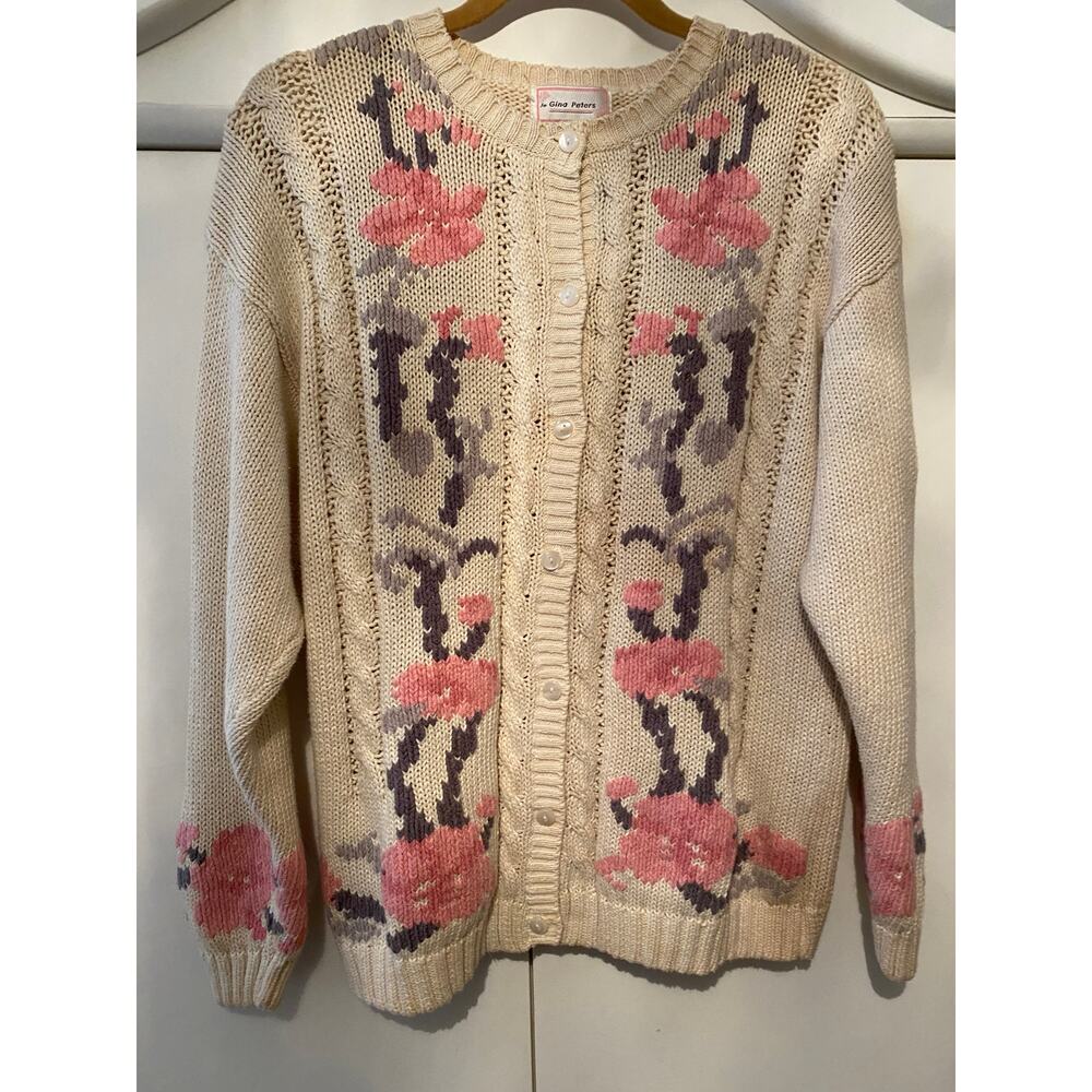Vintage Gina Peters Sweater Size medium Cottagecore Eclectic Grand